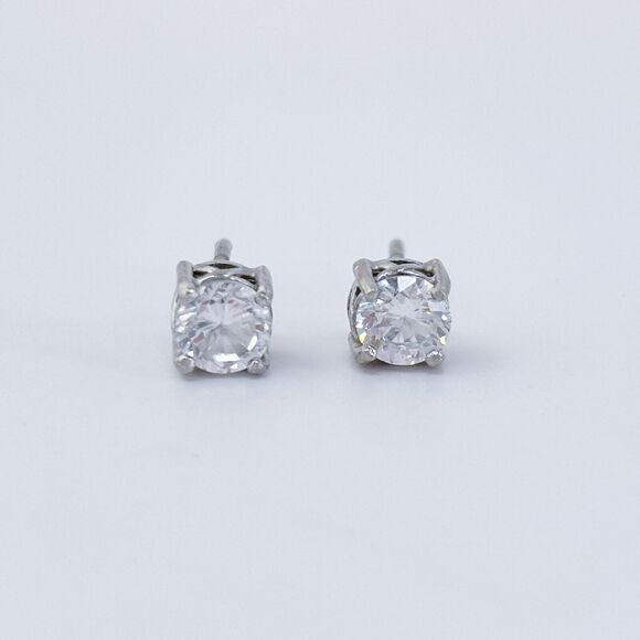 Vintage Sterling Silver 925 5mm Cubic Zirconia Stud Earrings - Picture 2 of 6